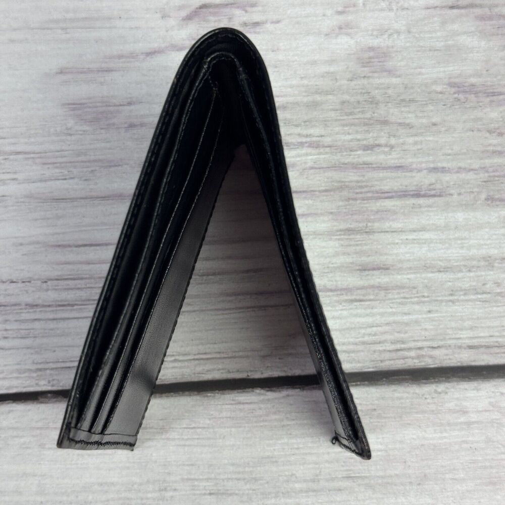 New Mens Bifold Genuine Leather Wallet Pockets Card ID Black Slim Thin - Picture 9 of 12